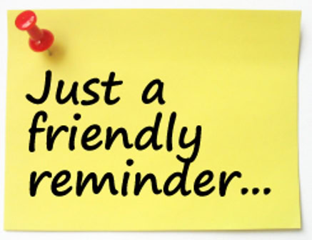 Tenant responsibilites just a friendly reminder yellow post it note