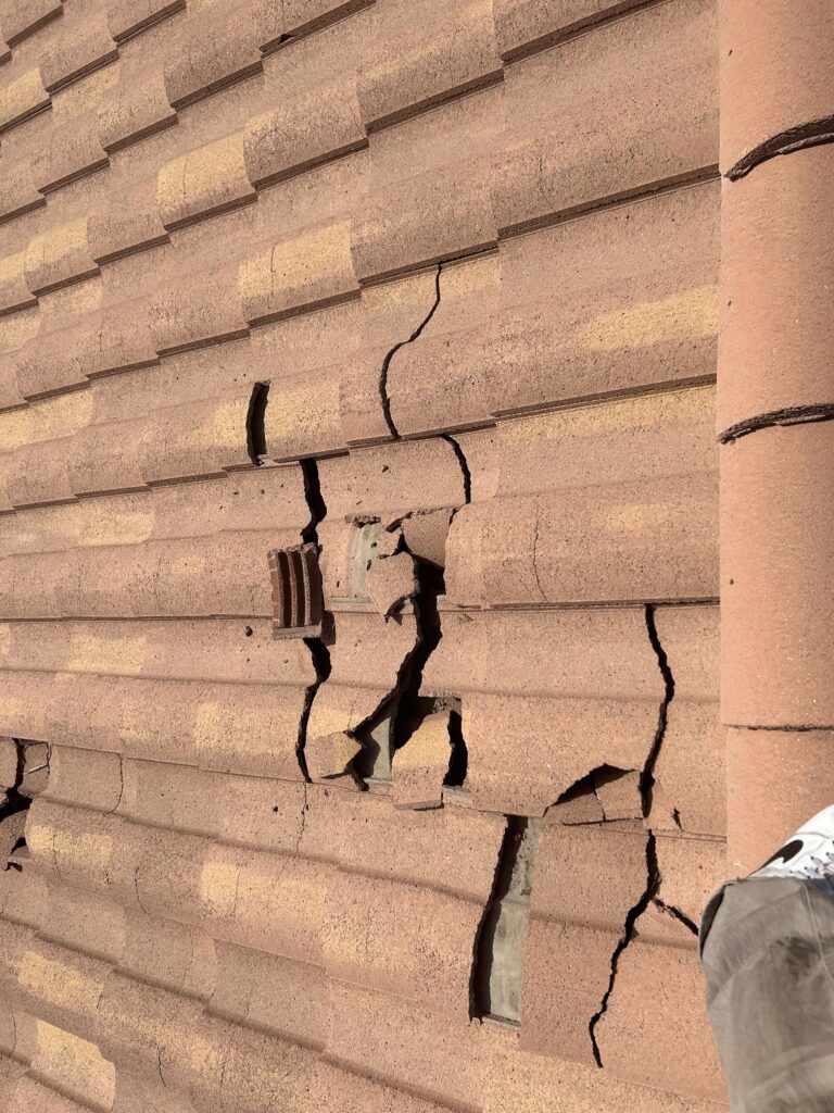 Tile Roofs: the 3 damaging factors of the sun, wind and rain... 8 green roof tiles in las vegas easily cracked when walked on for leak repairs