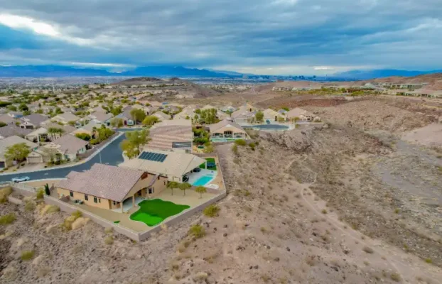 Property Management for Out of State Landlord Investors 7 aerial view of custom rental home in Las Vegas, Nevada