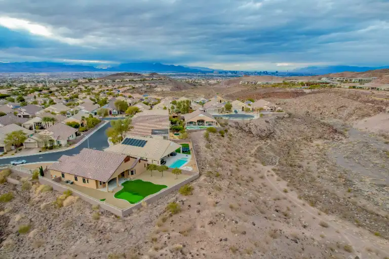 Las Vegas Rental Market Statistics 2025 - 2026 8 aerial view of custom rental home in Las Vegas, Nevada