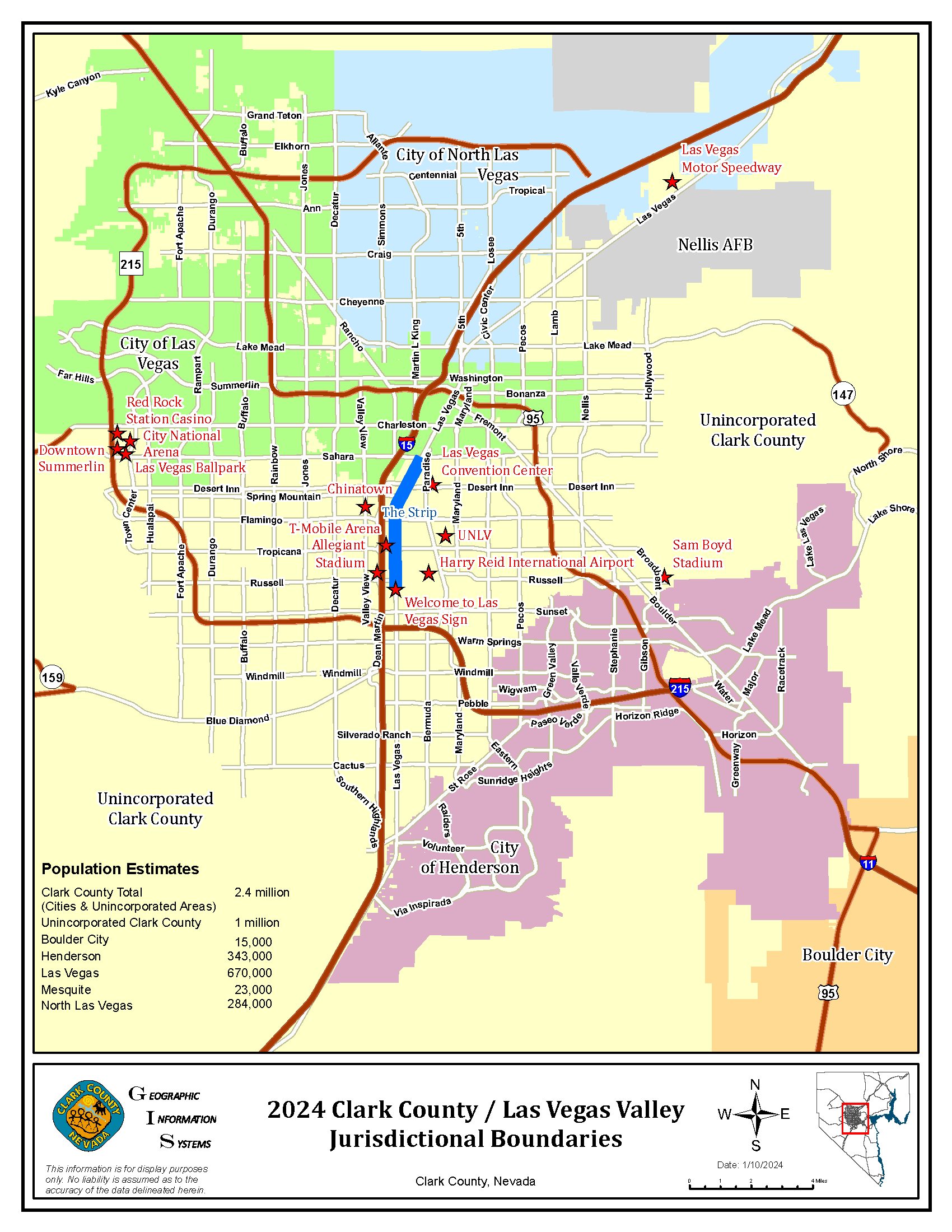 map of clark counmt and las vegas valley jurisdictional boundaries in clark county nevada