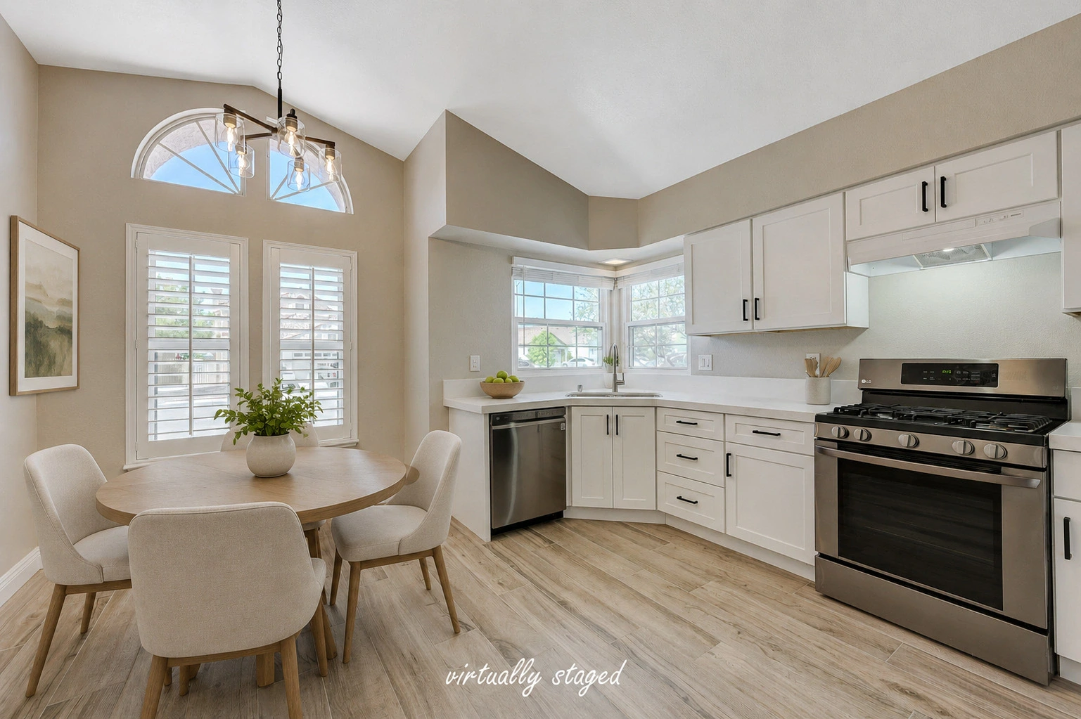 Virtually staged breakfast area and updated kitchen in a Summerlin investment property