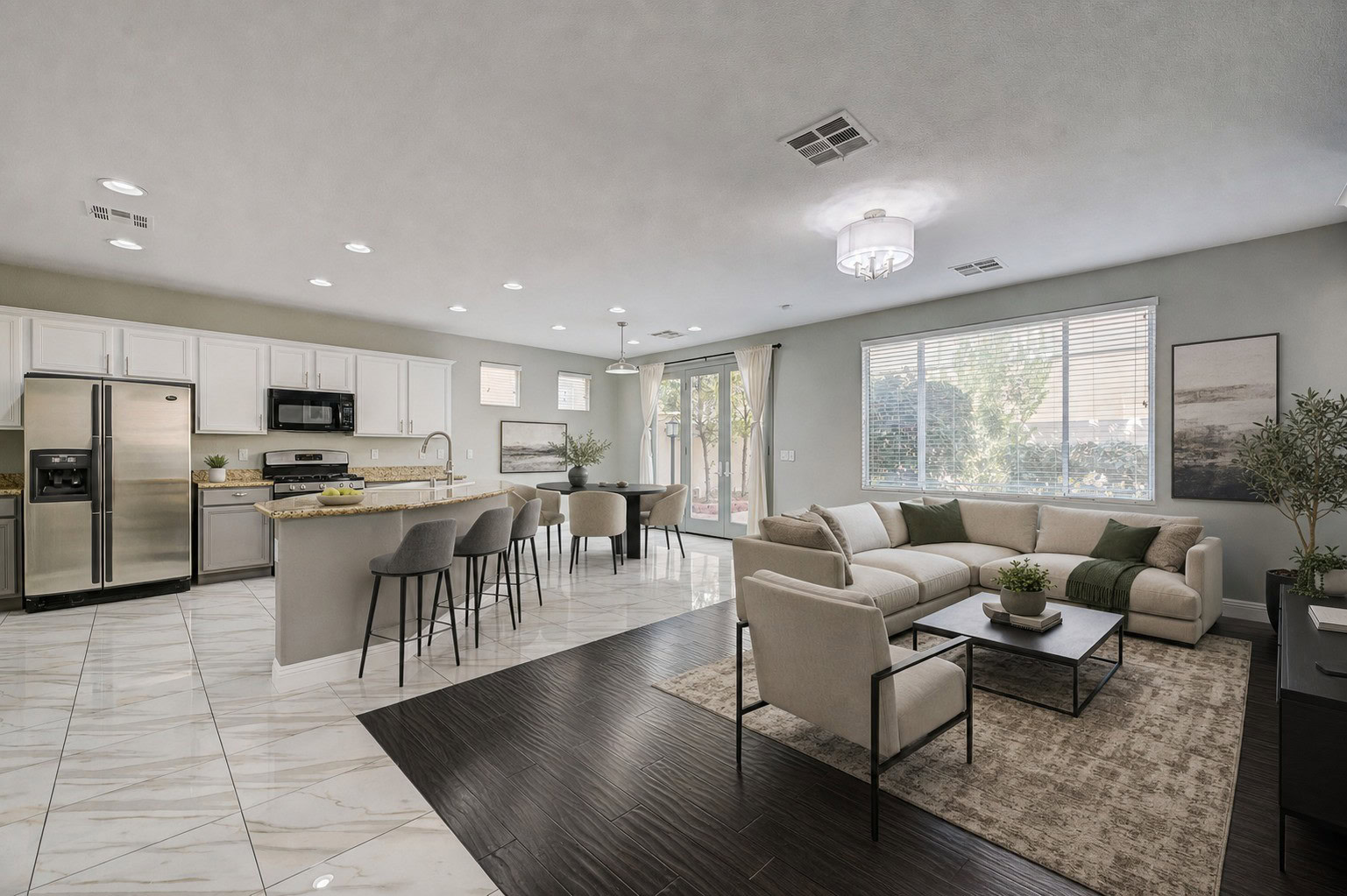 interior of a Las Vegas rental living room virtually staged