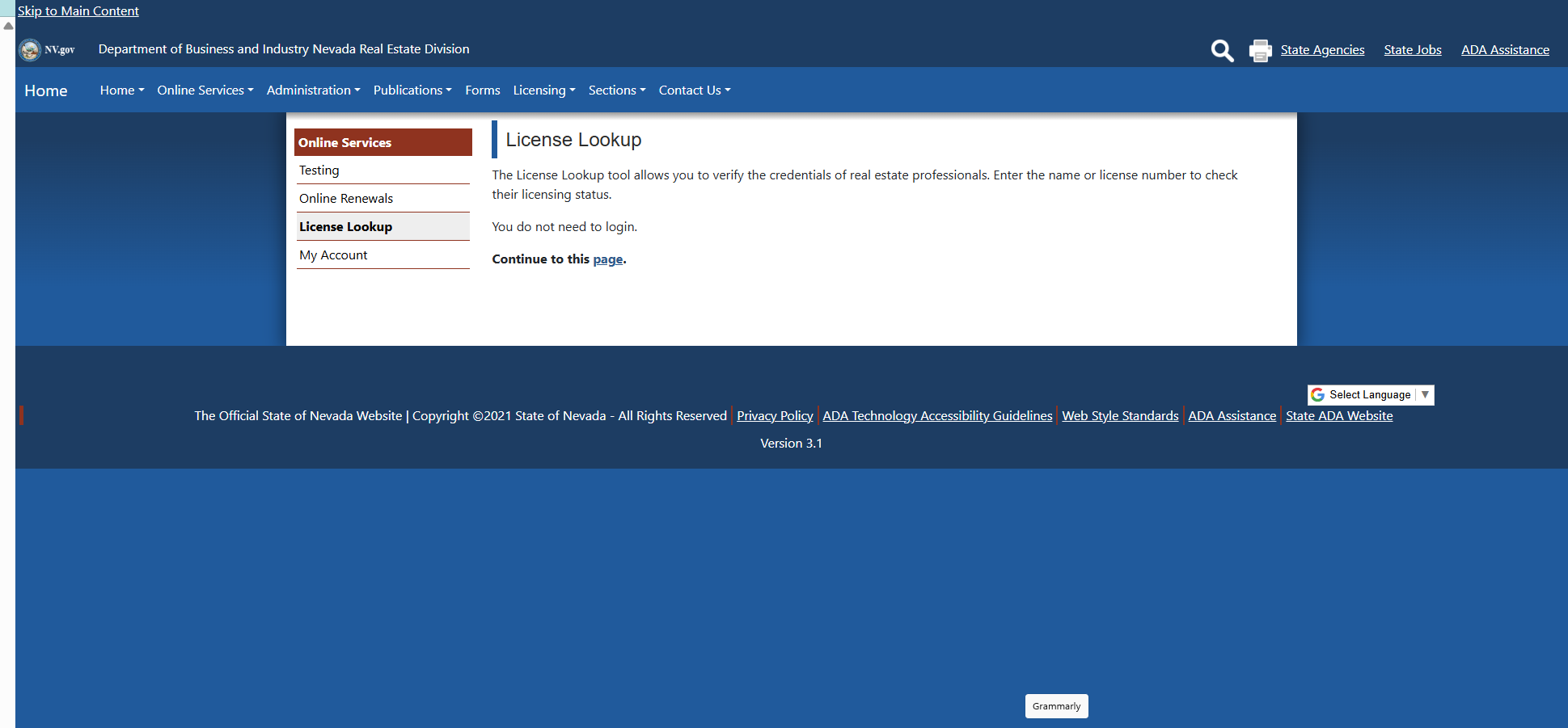 Nevada Real Estate Division license lookup for verifying property management credentials